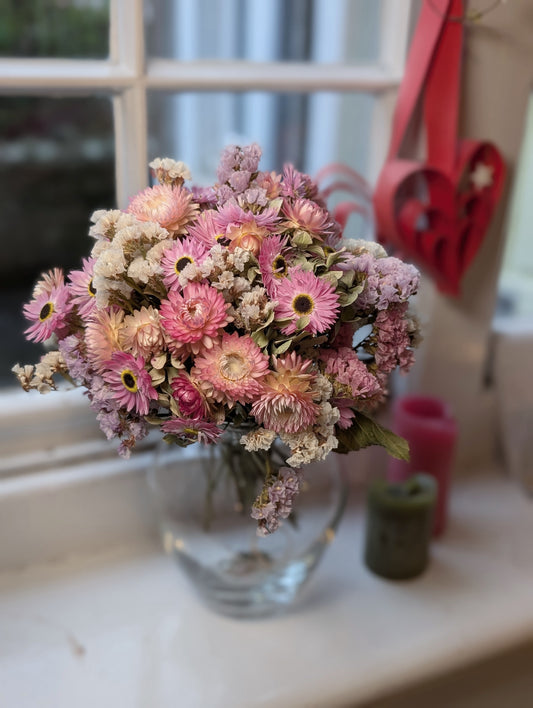 Pearly Pink Dried Flower Bouquet