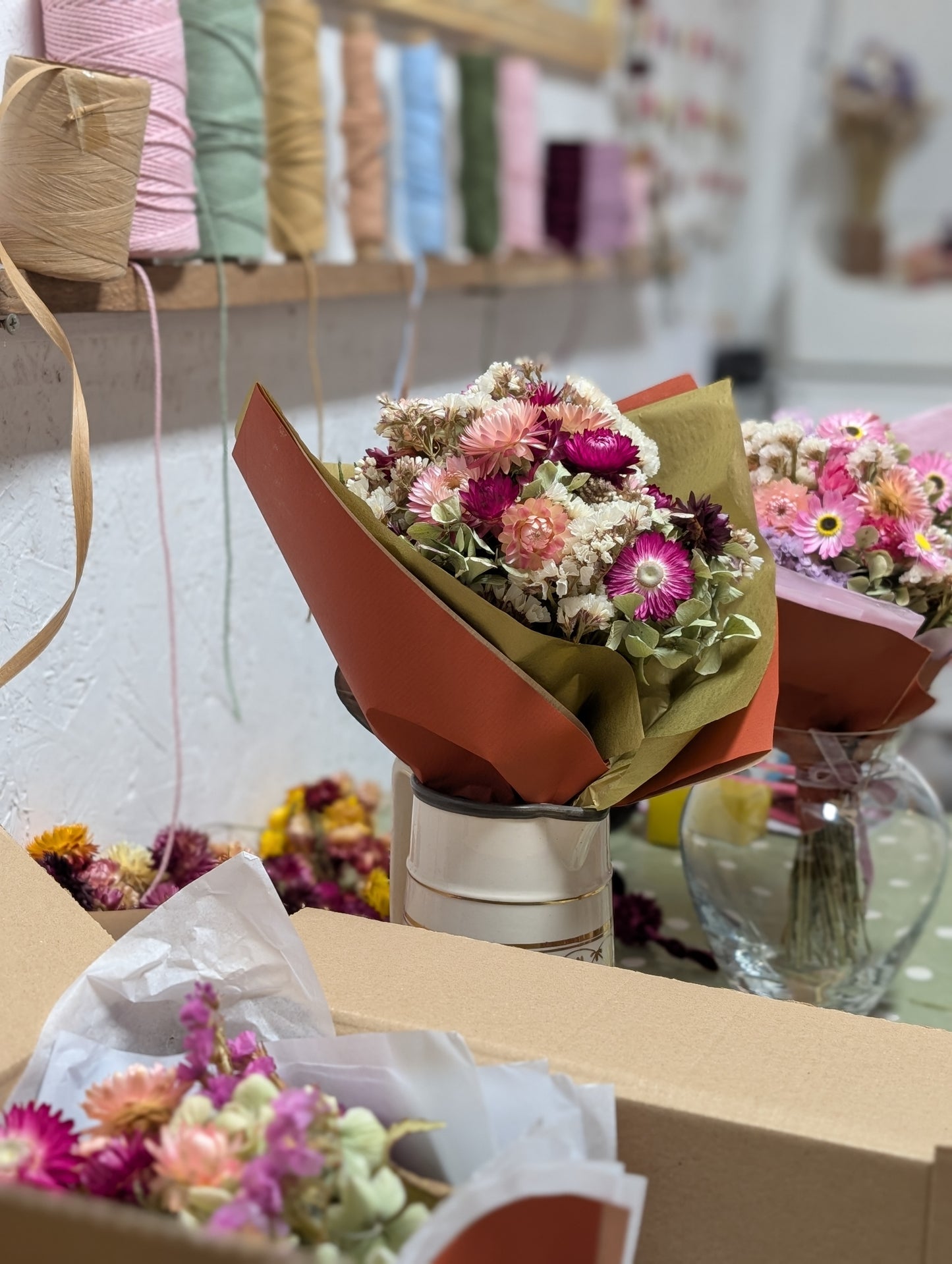 Pearly Pink Dried Flower Bouquet